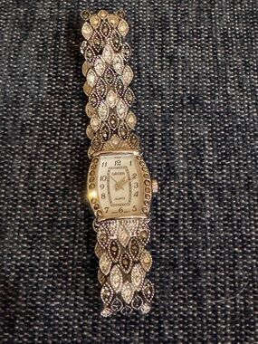 Gruen Women's Silver-Tone Crystal Accent Bracelet Watch